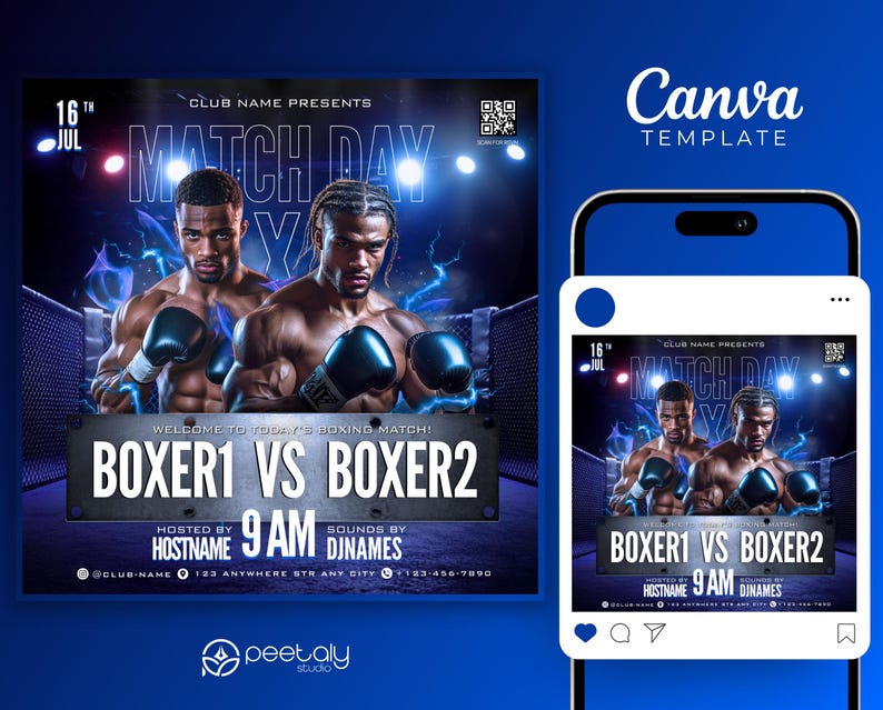 Boxing Game Day Flyer Template, DIY Party Invite (canva) - Etsy