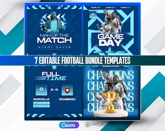 7 Football Team Social Media Canva Templates Pack | Canva Graphics (Digital Download)
