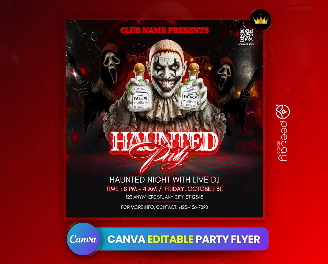 Editable Halloween Party Flyer, Social Media Template (canva) - Etsy