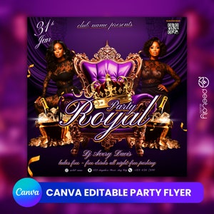 Editable Club Flyer Template For Canva, DIY Event Flyer, Party Flyer,Ladies Night Flyer, DJ Party Invite for Social Media, Instagram