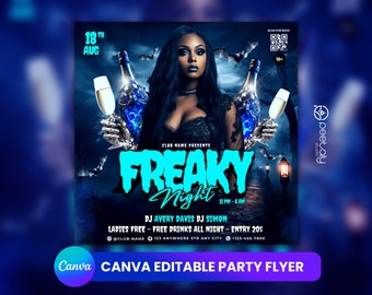 Plantilla editable para folletos de fiesta de Halloween y redes sociales (Canva)