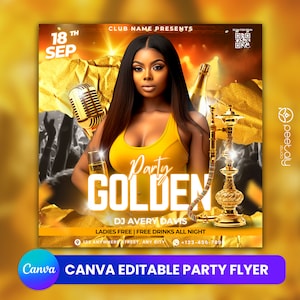 Editable Club Flyer Template For Canva, DIY Event Flyer, Party Flyer,Pool Party Flyer, DJ Party Invite for Social Media, Instagram