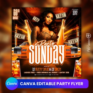 Editable Club Flyer Template For Canva, DIY Event Flyer, Party Flyer, Digital Birthday Flyer, DJ Party Invite for Social Media, Instagram