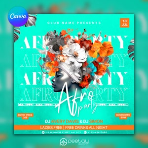 Editable Club Flyer Template For Canva, DIY Event Flyer, Party Flyer, Digital Birthday Flyer, DJ Party Invite for Social Media, Instagram
