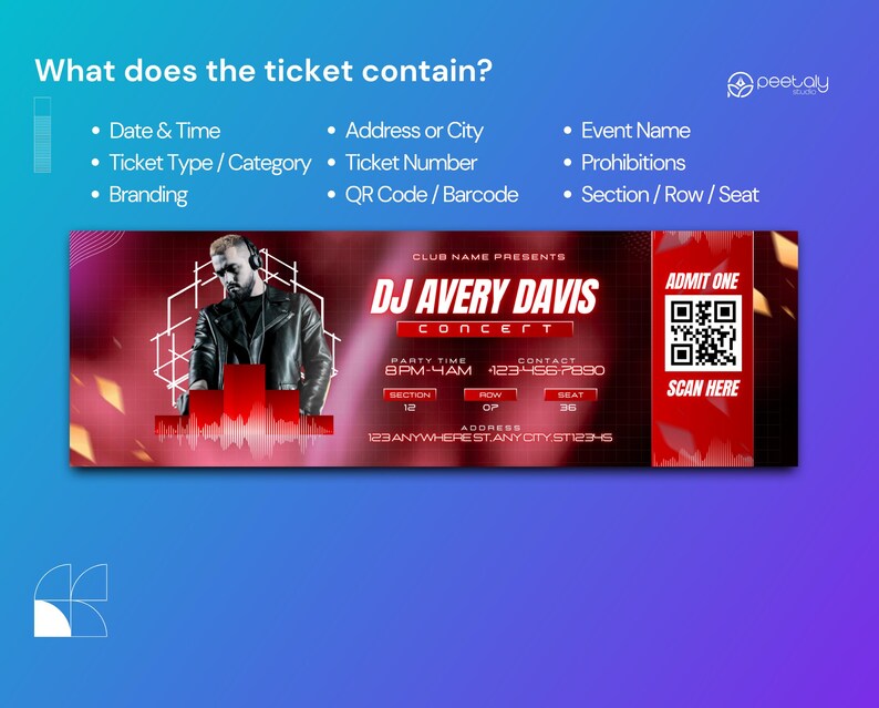 Editable Concert Ticket Template, Custom Event Pass (digital Download ...