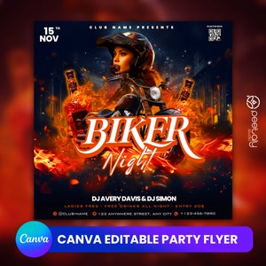 Editable Club Flyer Template For Canva, DIY Event Flyer, Party Flyer, Digital Birthday Flyer, DJ Party Invite for Social Media, Instagram