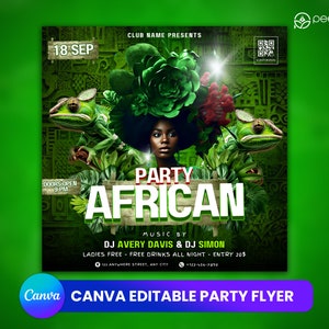 Editable Club Flyer Template For Canva, DIY Event Flyer, Party Flyer, Digital Birthday Flyer, DJ Party Invite for Social Media, Instagram