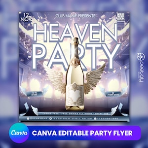 Editable Club Flyer Template For Canva, DIY Event Flyer, Party Flyer, Digital Birthday Flyer, DJ Party Invite for Social Media, Instagram