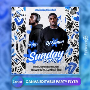 Editable Club Flyer Template For Canva, DIY Event Flyer, Party Flyer, Digital Birthday Flyer, DJ Party Invite for Social Media, Instagram