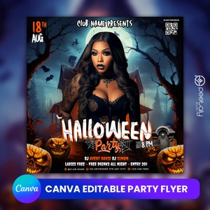 Halloween Party Flyer, Social Media Party Announcement Editable Halloween Party Invitation, DIY Canva Template, Halloween Party Flyer Canva