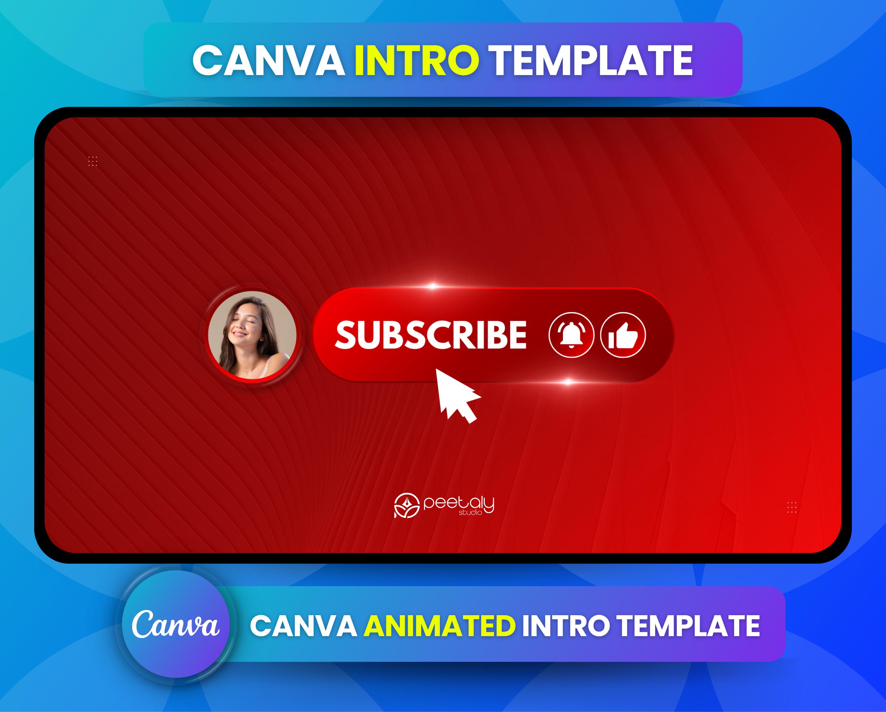 Canva Youtube Animated Subscribe Button Intro Template, Overlay for ...