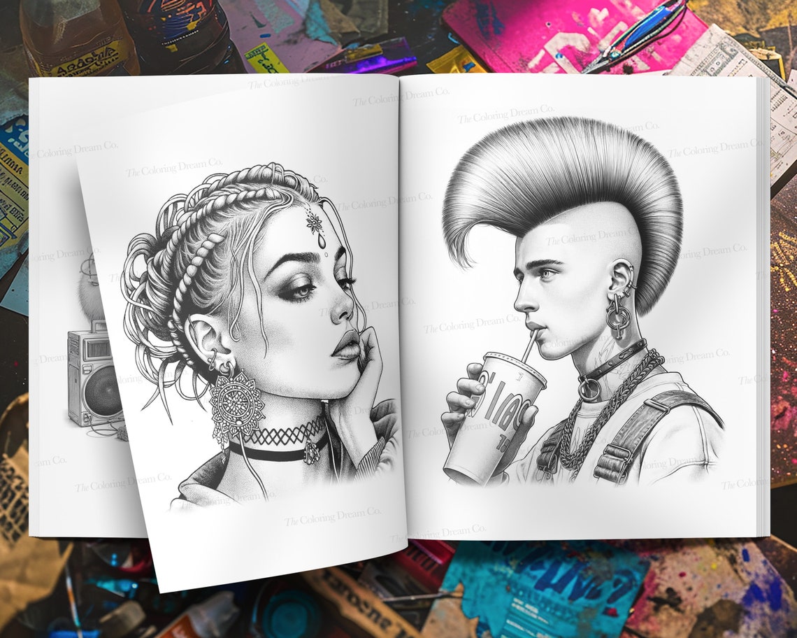 90s Rave Kids Coloring Book, Anime Fashion Coloring Book, Printable ...