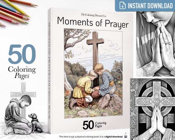Moments of Prayer: Christian Coloring Book, Religious Coloring Page, Celtic Cross, Printable Coloring Page, Adults Kids Coloring Pages