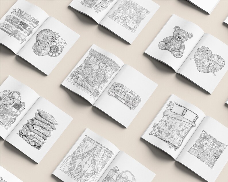 Libro da colorare con motivo patchwork, pagina da colorare unica, sollievo dallo stress, pagina da colorare stampabile, PDF stampabile, pagine da colorare per bambini adulti immagine 10