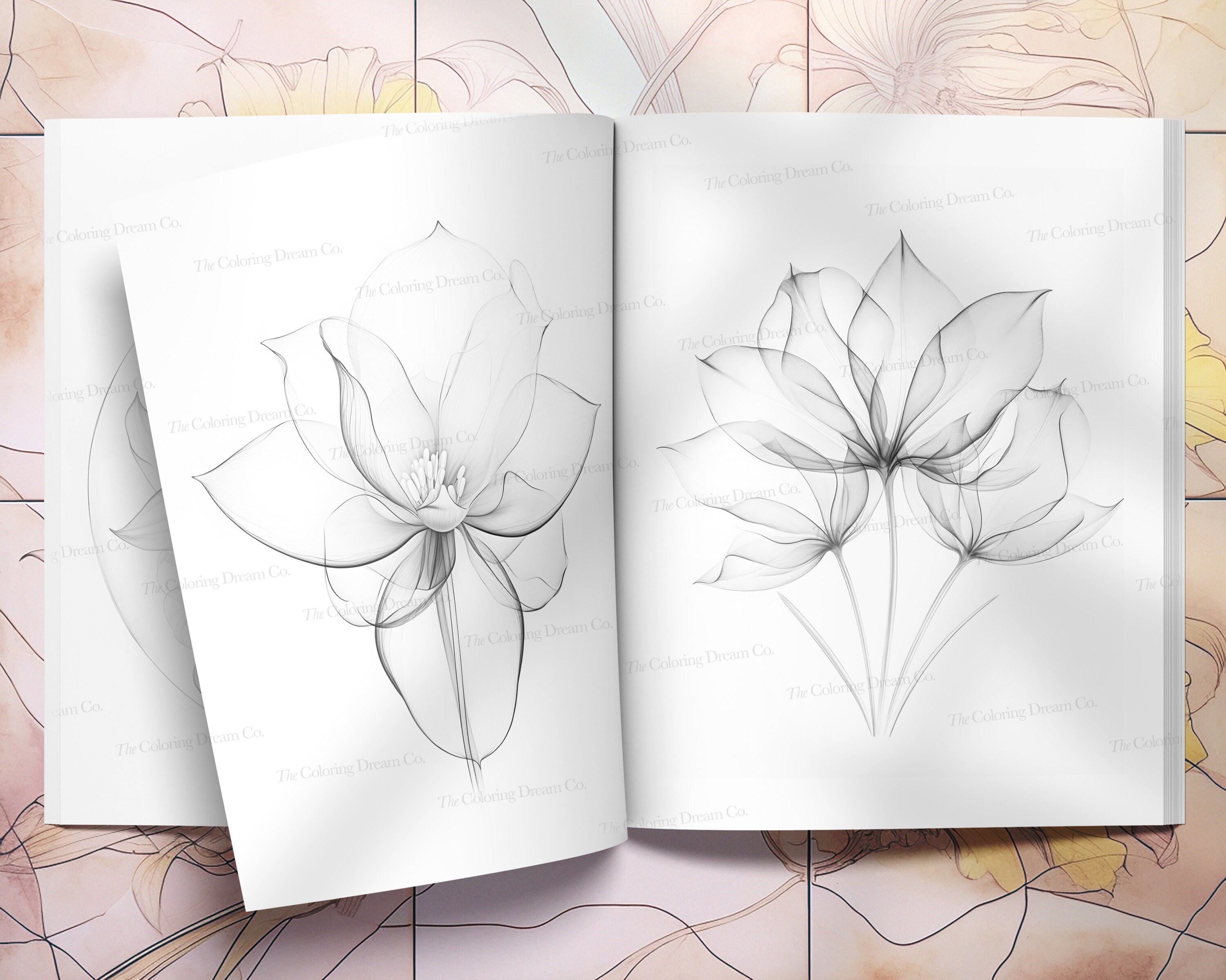 Botanical Flowers Coloring Book, Beautiful Flowers Coloring Page ...