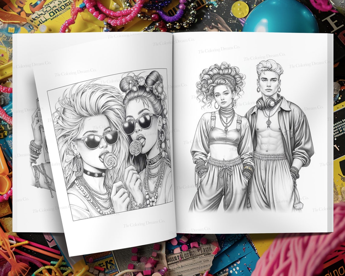 90s Rave Kids Coloring Book, Anime Fashion Coloring Book, Printable ...