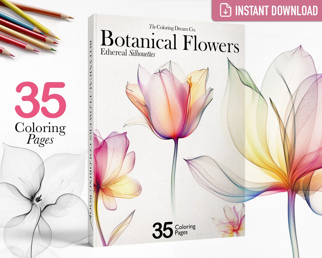 Botanical Flowers Coloring Book, Beautiful Flowers Coloring Page ...