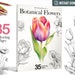Botanical Flowers Coloring Book, Beautiful Flowers Coloring Page ...