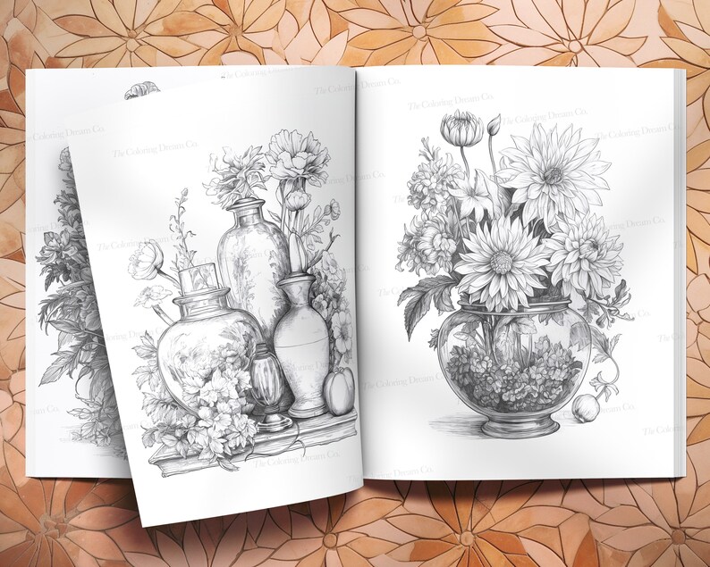 Flower Bouquets Coloring Book Digital Coloring Book Flowers - Etsy