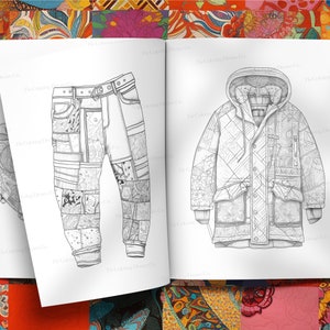 Libro da colorare con motivo patchwork, pagina da colorare unica, sollievo dallo stress, pagina da colorare stampabile, PDF stampabile, pagine da colorare per bambini adulti immagine 8