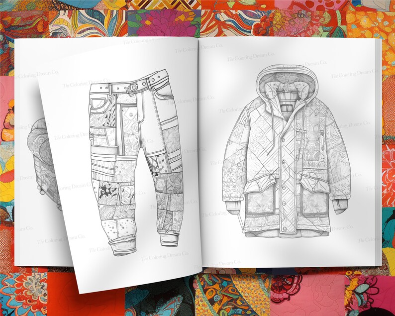 Libro da colorare con motivo patchwork, pagina da colorare unica, sollievo dallo stress, pagina da colorare stampabile, PDF stampabile, pagine da colorare per bambini adulti immagine 8