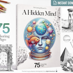 A Hidden Mind: Surrealistisch kleurboek, Fantasy kleurplaat, afdrukbare kleurplaat, kleurplaten voor volwassenen, grillig kleurboek, Sci-Fi