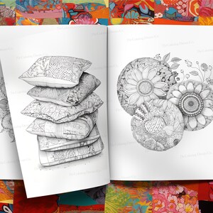 Libro da colorare con motivo patchwork, pagina da colorare unica, sollievo dallo stress, pagina da colorare stampabile, PDF stampabile, pagine da colorare per bambini adulti immagine 5