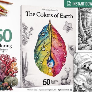 The Colors of Earth: Nature Landscapes Coloring Book, Flowers Coloring Page, Printable Coloring Page, PDF, Adults Kids Coloring Pages