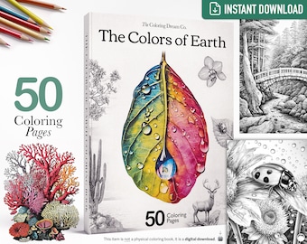 The Colors of Earth: Nature Landscapes Coloring Book, Flowers Coloring Page, Printable Coloring Page, PDF, Adults Kids Coloring Pages