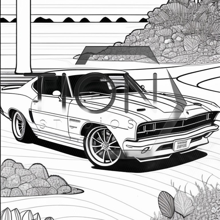 Muscle Car Coloring Book Pages - Etsy