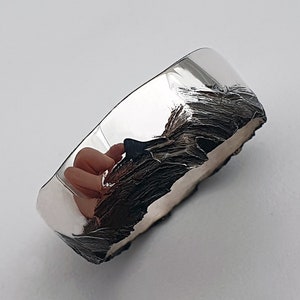 Freyja v2: Viking Blackened Ring - Rustic Raw Oxidized Silver Band with Brutalist Nordic Inspiration