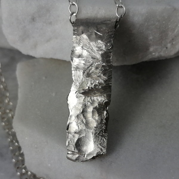 Brutalist, Raw, "Uncovered Artefact" Stoneage Inspired Silver Men's / Women's Necklace - Rare, Shiny & Rugged