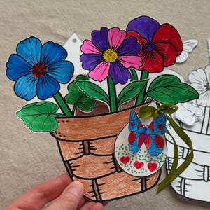 Boeket bouwen, knutselen papieren bloemboeket, Moederdag, knutselen wenskaarten, tekenen, knippen kleur, creatief speeltijd doe-het-zelfcadeau kleurbloem