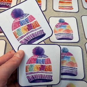 Winter Hats Matching Sorting Cards, Preschool Match Memory Game, Early Learning, Montessori, Homeschool, Classroom, Educational Resources