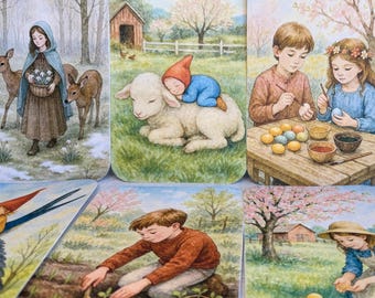 Waldorf Spring Cards, Seasonal Table Decoration, Gnomes and Kids Printable, Nature Learning, Montessori Homeschool Classroom