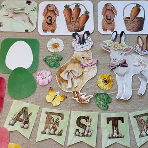 Paasactiviteitenpakket lente, paashaas tellen, lamsletters matchen, ochtendmand bundel, montessorimateriaal lente-studie-eenheid