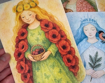 Seasonal Table Decoration, Four Seasons, Year Cards, Education, Nature Learning Homeschool, Classroom, Montessori, Waldorf