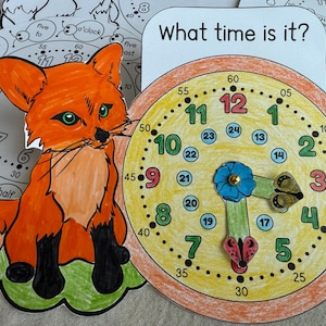 Set da colorare con orologio di carta, leggere l&#39;ora, che ore sono, imparare a leggere l&#39;ora, esercitarsi con l&#39;orologio per bambini, lavoretti fai da te con la carta per bambini, colorare e ritagliare