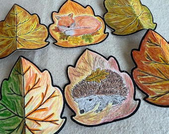 Autumn Fox Hedgehog Craft Coloring, Autumn Fall Woodland Forest DIY Kids Paper Craft, Pretend Play, Color and Cut, Autumn Coloring Pages