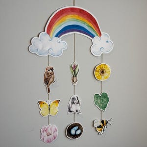 Frühlingspapier Mobile, druckbare Wandbehang, DIY Papier Frühlingsdekor, druckbar machen Sie Ihre eigenen, Kunst und Handwerk für Kinder, Indoor-Aktivität