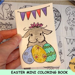 Spring Easter Mini Coloring Book, DIY Spring Coloring Page for kids, Easter Theme Craft, Adult Coloring Sheet, Pocket Size Coloring Book