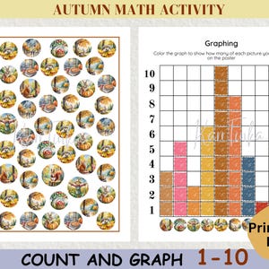 Autumn Count and Graph Worksheets, Fall Math Activity, Counting 1-10 ...