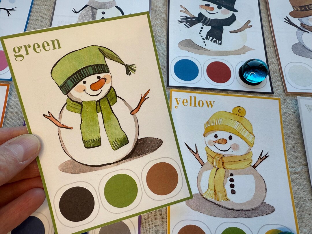 Winter Snowman Color Matching Game, Colors Clip Cards, Homeschool ...