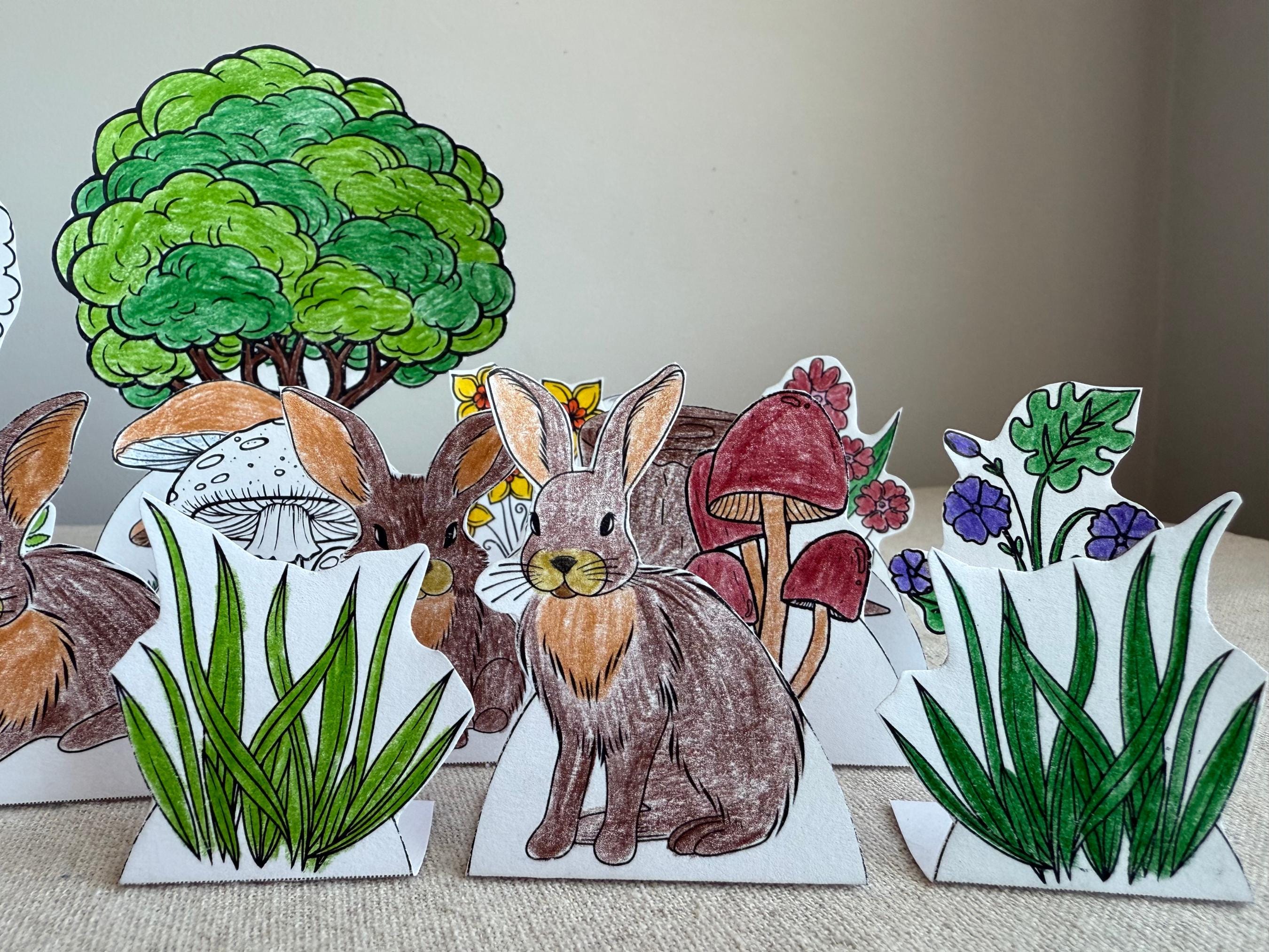Create It Rabbits Woodland Coloring Diorama, Rabbits Coloring Play Set, Forest Coloring ...