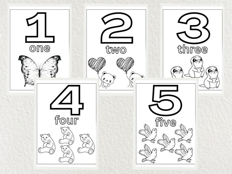 1-10 Numbers Printable Coloring Page Worksheets, Number Coloring Sheets
