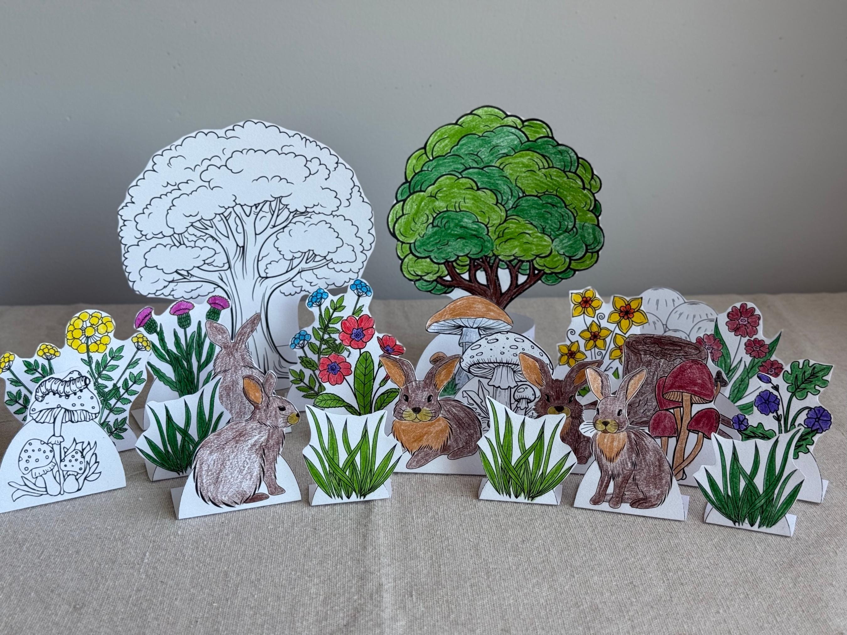 Create It Rabbits Woodland Coloring Diorama, Rabbits Coloring Play Set, Forest Coloring ...
