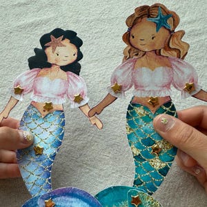 Articulated Mermaid Paper Dolls, Movable Mermaid Paper Doll, Play Craft Toy, DIY Kids Paper Craft, Mermaids Paper Puppets, Ocean Paper Craft