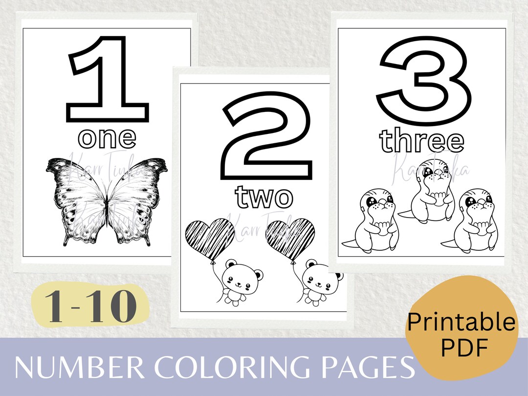 1-10 Numbers Printable Coloring Page Worksheets, Number Coloring Sheets