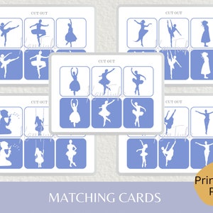 Silhouette passende Karten, Arbeitsblätter zum Sortieren, Kinder Memory, Vorschule, druckbares Spiel für Kinder