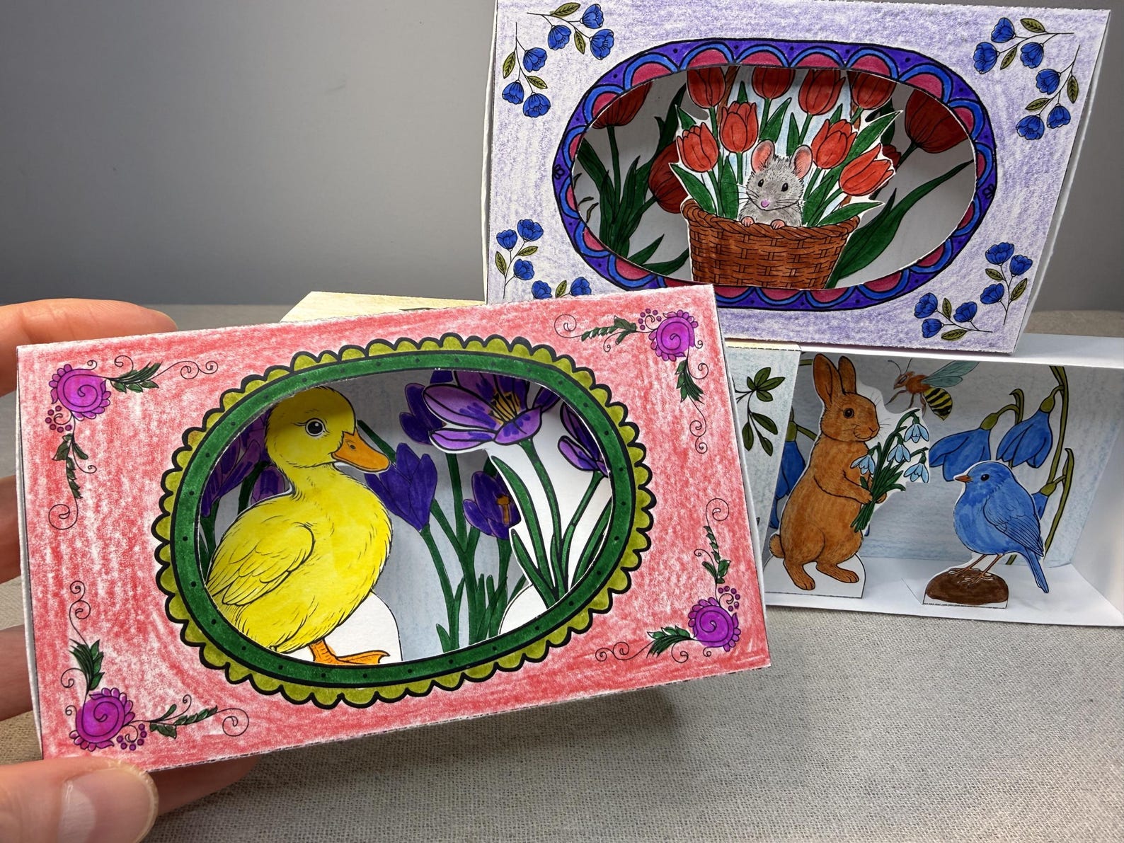 Spring Scene Box Craft, Coloring Diorama, Matchbox, Mini World, Art ...